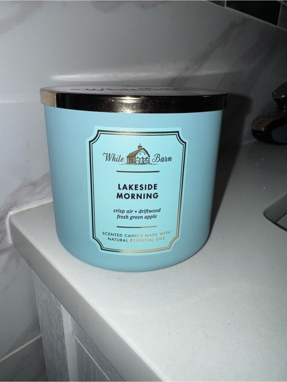 White Barn Lakeside Morning Candle - Blue
